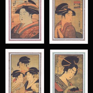 4 Blank Note Cards of Ukiyo-e Bijin gccs004