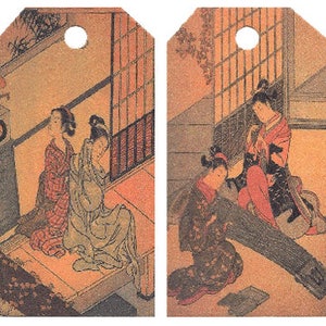 12 Shipping (Gift) Tags Ukiyo-e Bijin (Women) 005