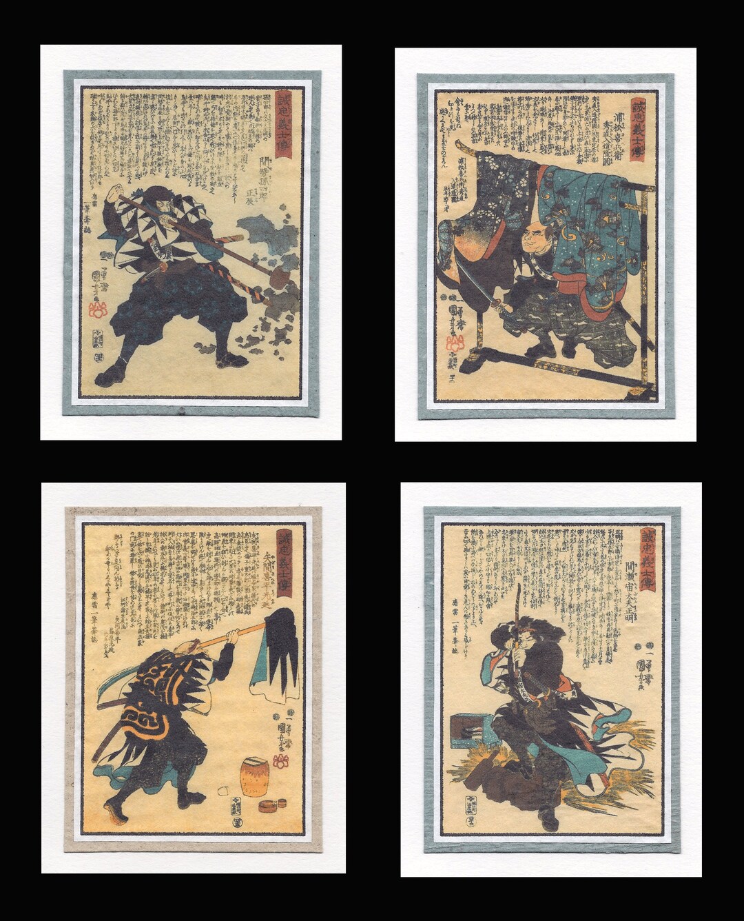 Samurai Paper Notes 4 Blank Note Cards by Kuniyoshi of Samurai Gcds016 - Etsy