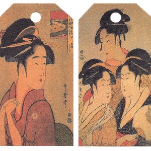 12 Shipping (Gift) Tags Ukiyo-e Bijin (Women) 004