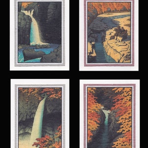 4 Blank Note Cards Of Water Scenes by Hasui gcls004