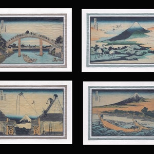 4 Blank Note Cards from 36 Views of Mt. Fuji by Hokusai gcls013