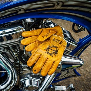 Guanti in pelle Svarog England Biker Motorcycle Chopper Shanks &quot;Storm Rider&quot; per motociclisti Harley Davidson chopper cruiser old school