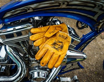 Leather Biker Gloves – Svarog England Storm Rider, Harley Davidson Chopper Cruiser