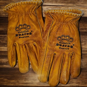 Guanti in pelle Svarog England Biker Motorcycle Chopper Shanks &quot;Knuckle&quot; per motociclisti Harley Davidson chopper cruiser old school
