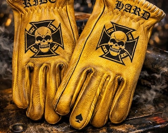Svarog England Leather Biker Gloves: "Storm Rider" Harley Chopper Gloves