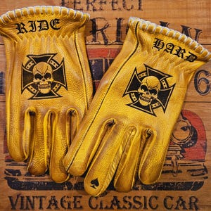 Guanti in pelle Svarog England Biker Motorcycle Chopper Shanks &quot;Storm Rider&quot; per motociclisti Harley Davidson chopper cruiser old school