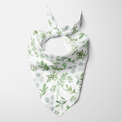 Sage Green Watercolor Greenery Bandana Tie on Triangle Dog Etsy