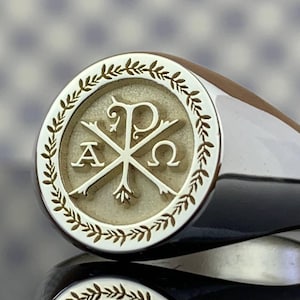Chi Rho Christian Signet Ring: Sterling Silver or Gold, Faith Jewelry