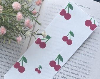 Printable Cherry Bookmark-Digital Download Fruit Bookmark for Readers, Reading Accessory, Instant Download