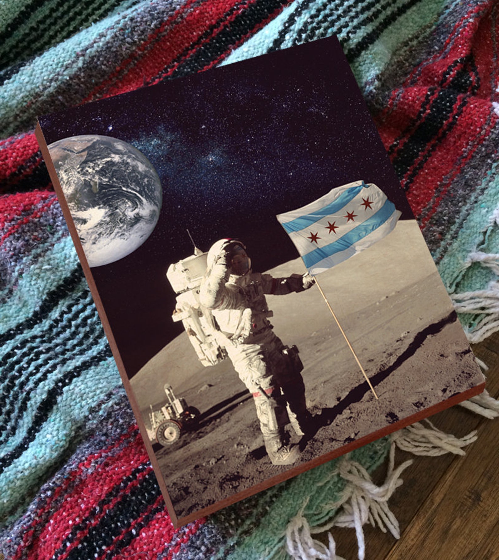 Chicago Flag Wall Art Chicago Flag Art Chicago Wall Art Etsy