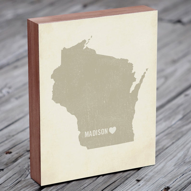 Madison Art Print Wisconsin Art Madison Art Madison Wisconsin I Love Madison Wood Block Art Print image 3