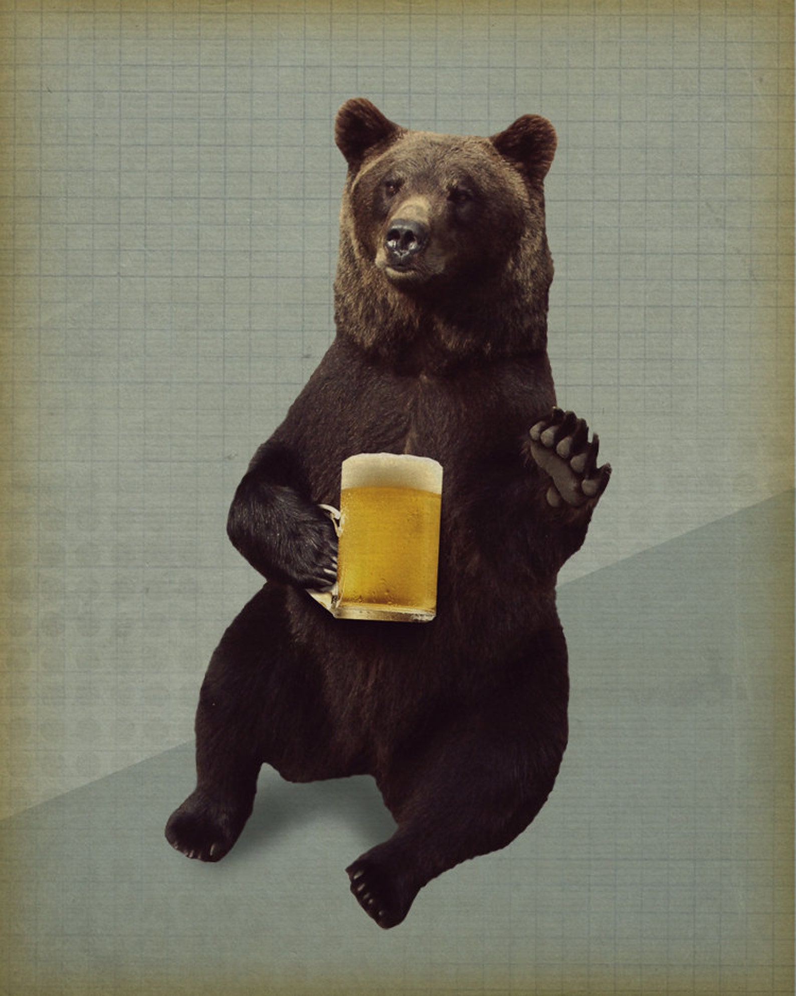 Bear Drinking Beer Bears Love Beer Beer Art Beer Art Etsy
