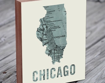 Chicago Map Wall Art - Chicago Gifts for Men - Chicago Map Print - Chicago Sign