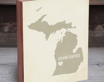 Grand Rapids Michigan - Grand Rapids Wall Art - Grand Rapids Poster - Michigan Art Work - Michigan Gift - Michigan Map Print