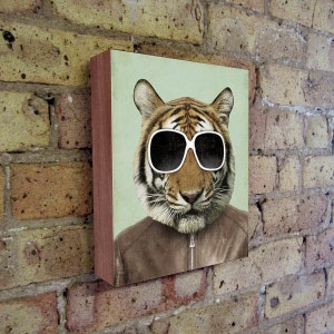 Tiger Art - Tiger in Sunglasses - Tiger Art Print - The Cool Tiger - Wood Block Print
