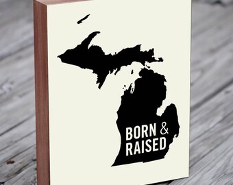 Michigan Gifts - Michigan Art - Michigan Home Sign - Michigan Artwork - Michigan Print - Wood Block Art Print