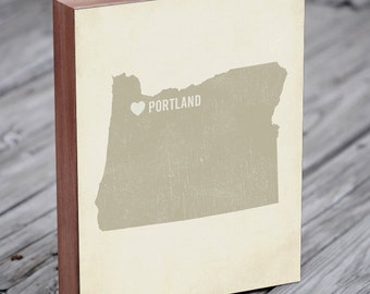 Portland Oregon Art - Portland Map - Portland Oregon - Portland Art - Wood Block Art Print