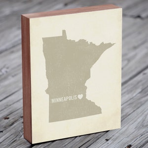 Minneapolis Art Print Minnesota Art Minneapolis Art Minneapolis Minnesota I Love Minneapolis Wood Block Art Print image 4