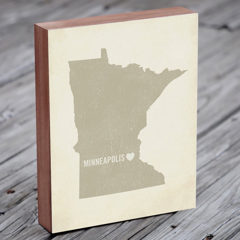 Minneapolis Art Print Minnesota Art Minneapolis Art Minneapolis Minnesota I Love Minneapolis Wood Block Art Print image 4