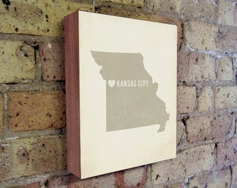 Kansas City Art Print - Kansas City - Kansas City Art - Kansas City Missouri - I Love Kansas City - Wood Block Art Print