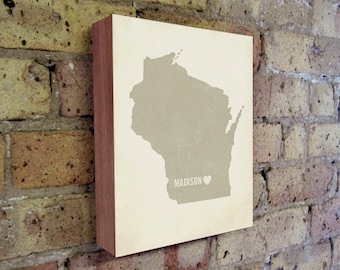 Madison Art Print - Wisconsin Art - Madison Art - Madison Wisconsin - I Love Madison- Wood Block Art Print