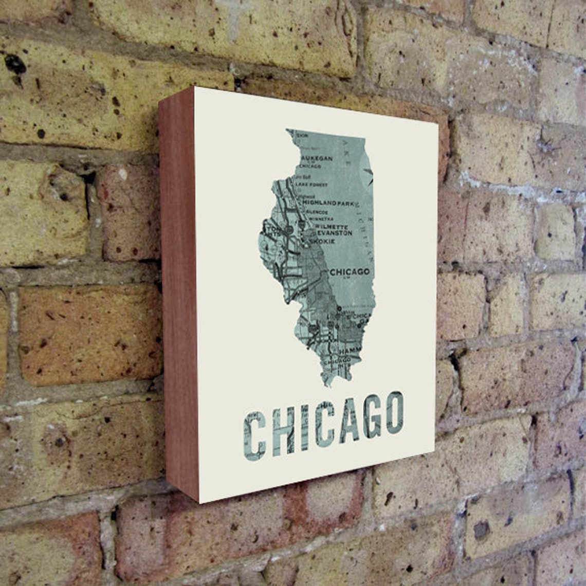Chicago Map Wall Art Chicago Gifts for Men Chicago Map Etsy