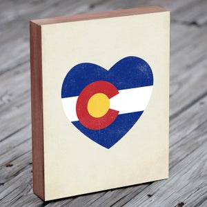 Colorado Flag Colorado Art Colorado Gifts Colorado Wood Flag Colorado Wood Sign Wood Block Art Print image 1