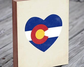Colorado Flag - Colorado Art - Colorado Gifts - Colorado Wood Flag - Colorado Wood Sign - Wood Block Art Print