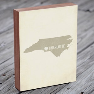 Charlotte NC - Charlotte Map - Charlotte, North Carolina - North Carolina Map - Wood Block Art Print