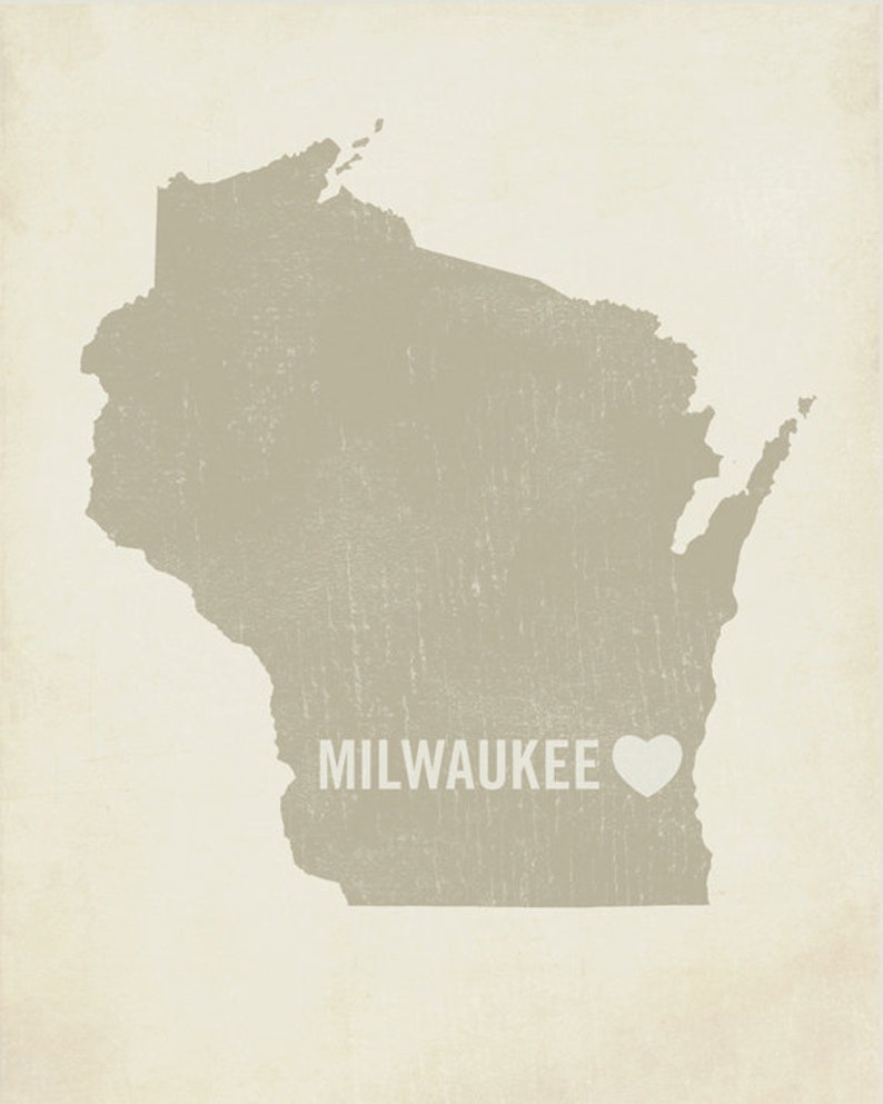 I Love Milwaukee 8x10 Art Print Wisconsin City State Heart Etsy
