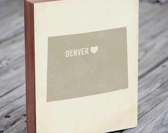 Denver Art - Denver Map - Denver Colorado - I Love Denver - Wood Block Art Print