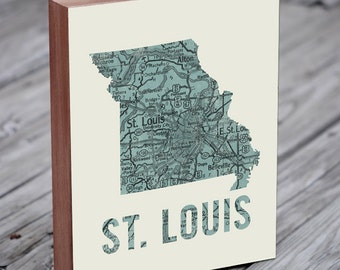 St Louis - St Louis Art - St Louis Map - Wood Block Art Print