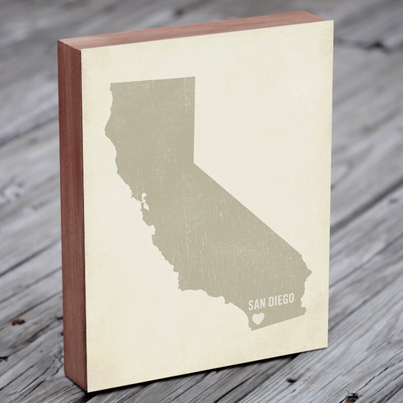 San Diego Art Print San Diego Art California Art San Diego California I Love San Diego Wood Block Art Print image 4