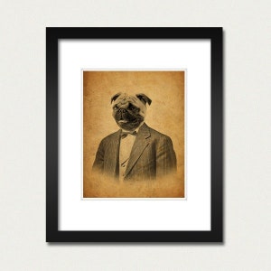 Pug Art Pug in a Suit Dog in a Suit 8x10 Art Print image 3