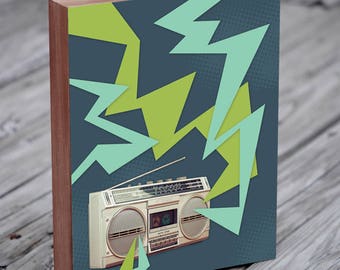 Boombox - Ghetto Blaster - Boom Box- Music Art - Music Art Print - Wood Block Art Print