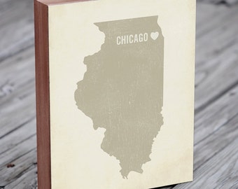 Chicago Room Decor - Chicago Wall Decor - Chicago Art - Chicago Illinois - I Love Chicago - Wood Block Art Print