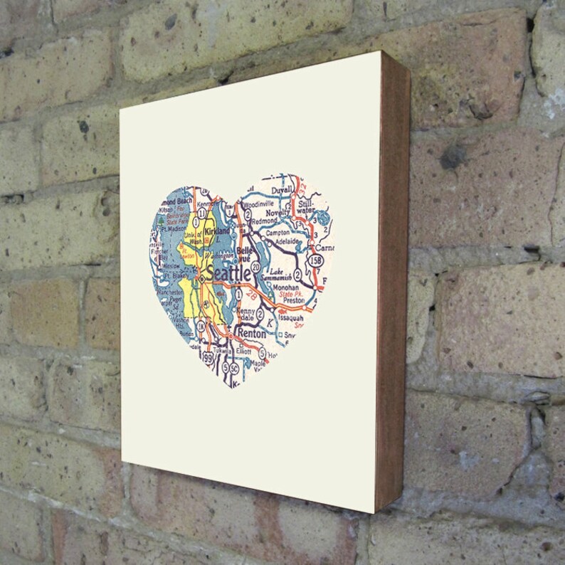 Seattle Art Seattle Map Seattle Washington Art City Heart Etsy