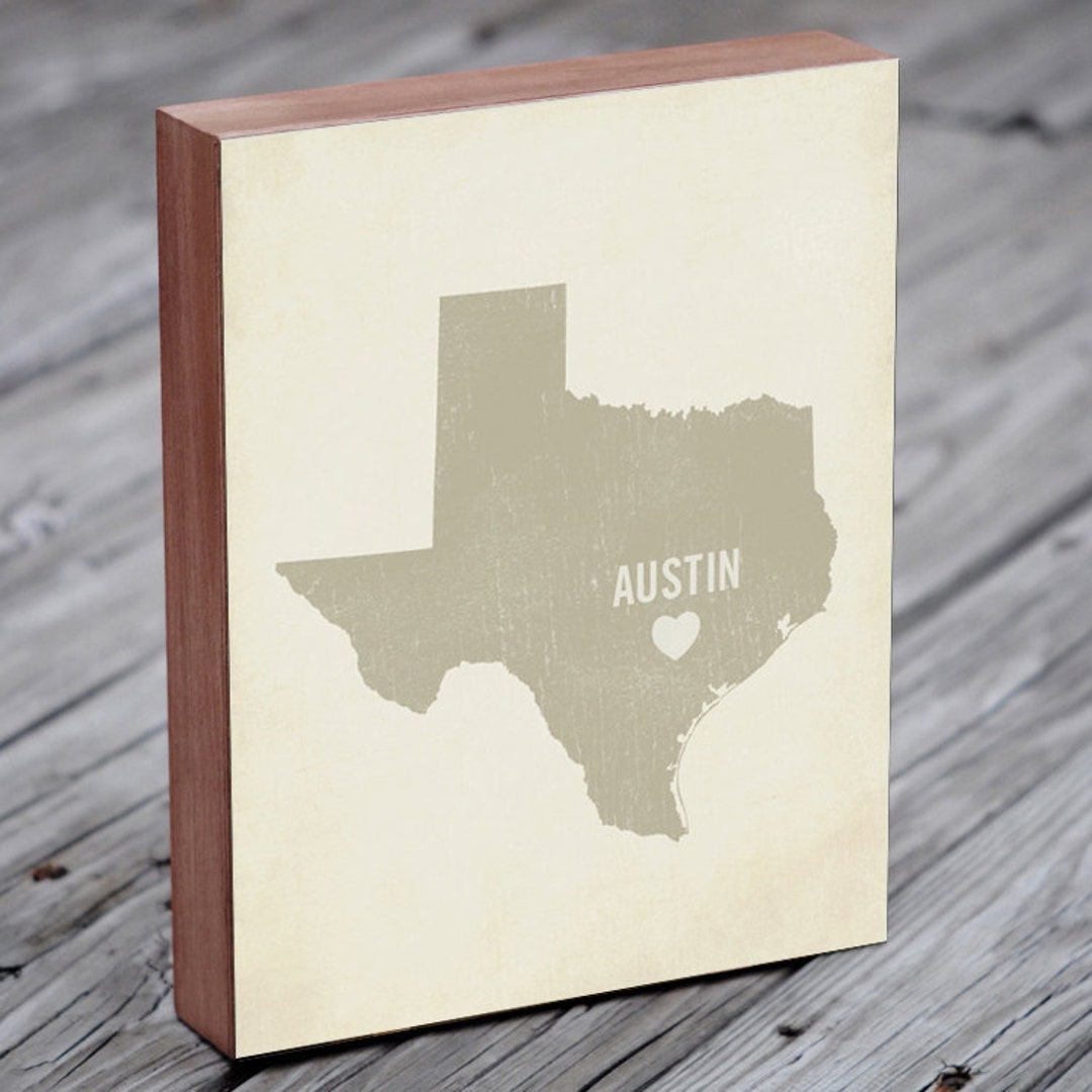 Austin Art Print Texas Art Austin Art Austin Texas I Love Austin Wood ...