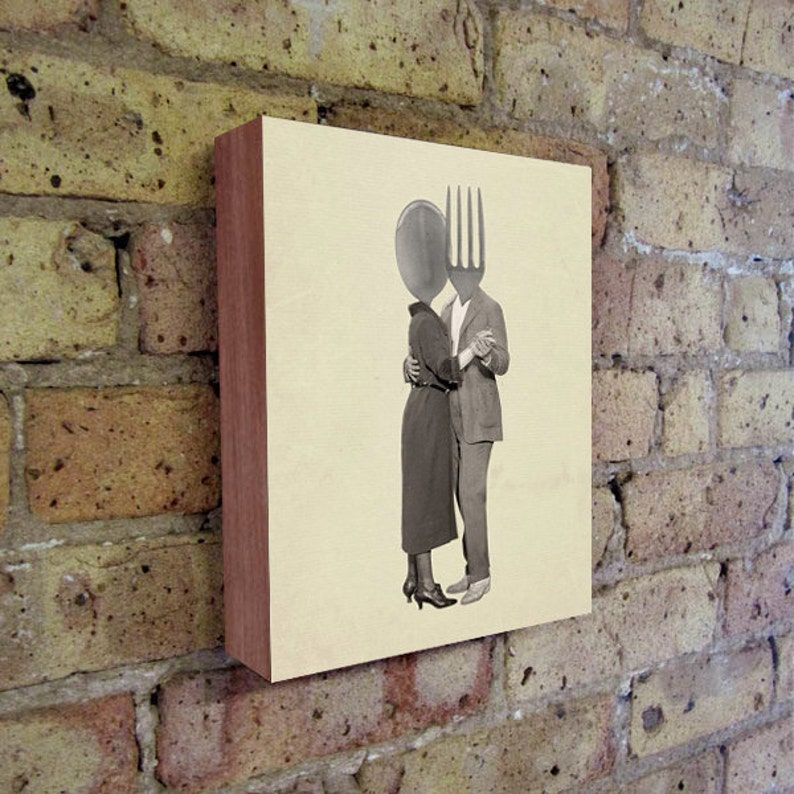 Spoon Fork Kitchen Art Kitchen Art Print Wood Block Print Slow Dancing Utensils