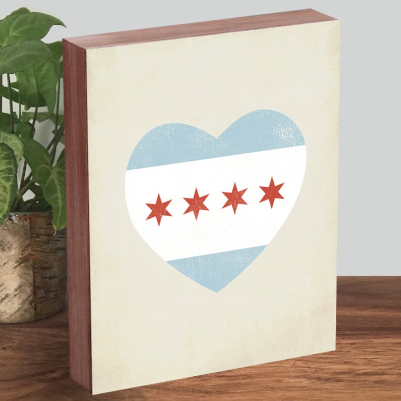 Chicago Flag Print Chicago Flag Wood Sign Chicago Flag Chicago Flag Art Chicago Artists image 2