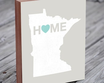Minnesota Art - Minnesota Print - Minnesota Map - Wood Block Art Print