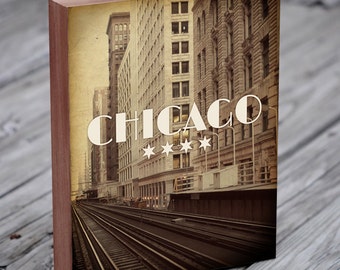 Chicago El Sign - Chicago Skyline - Chicago Train Art - Chicago Transit Art - Chicago Photo - Chicago Photography
