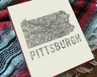 Pittsburgh Gifts - Pittsburgh Art - Pittsburgh Wall Art - Pittsburgh Map Wall Art - Pittsburgh Wood Sign