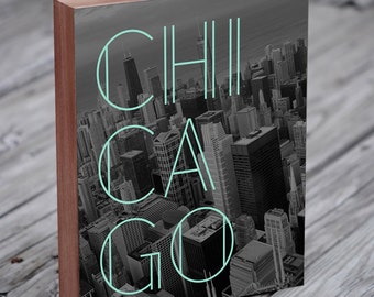 Chicago Skyline Art - Handmade Wood Block by LuciusArt