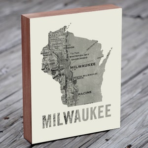 Milwaukee Art Milwaukee Map Milwaukee Print Wood block Art Print image 1