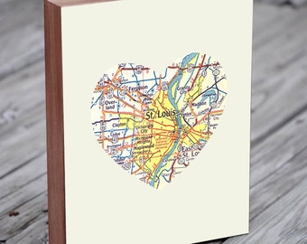 St Louis Map - St Louis Missouri map - St Louis Art - Wood Block Art Print