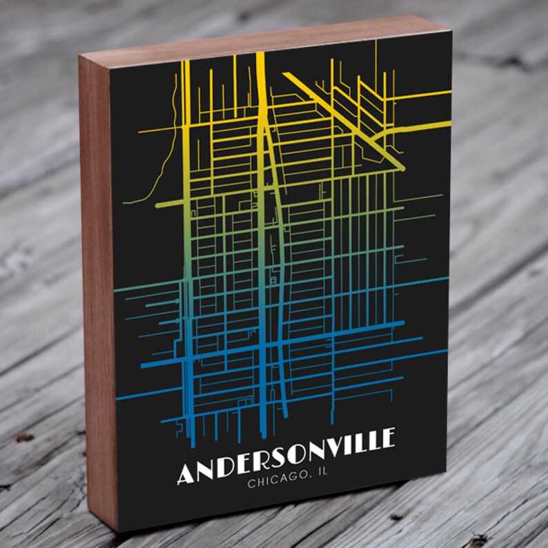 Andersonville Chicago Map Art Etsy