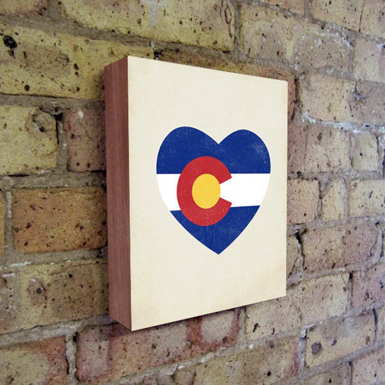 Colorado Flag Colorado Art Colorado Gifts Colorado Wood Flag Colorado Wood Sign Wood Block Art Print image 2