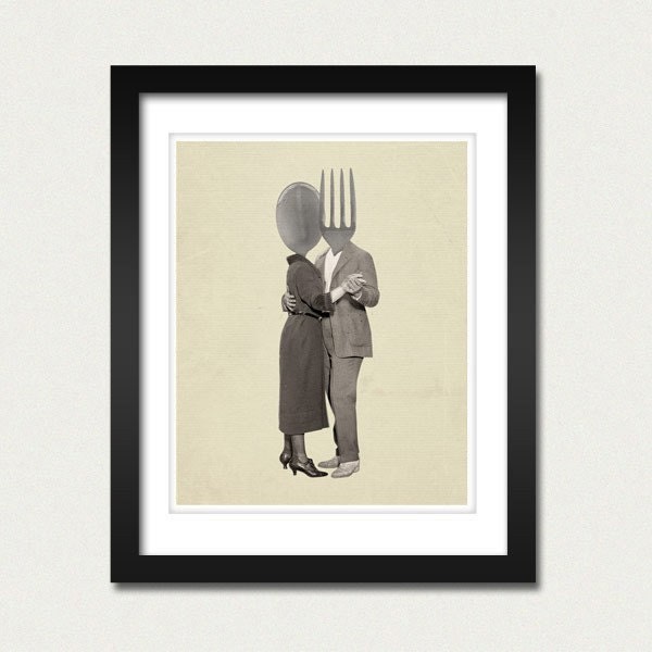 Kitchen Art - Slow Dancing Utensils - Spoon Fork -  Modern Kitchen Art - 8x10 Print